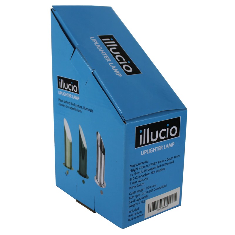 illucio Decorative Indoor Ambient Table/Floor GU10 Uplighter Lamp (Brushed Steel,
