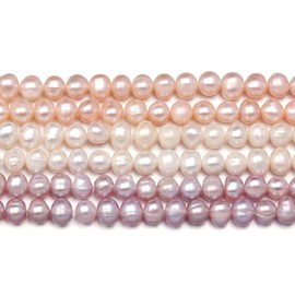 Natural Pearl Beads 100% Natural Freshwater Round Pearl Loose Beads (2 Strands) Punching 4-5mm One Strand 14.2 inch for Jewelry Making Necklace Bracelet Charms