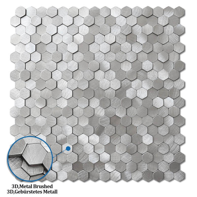 M MOFIT 3D Metal Peel and Stick Backsplash for Kitchen,Mini