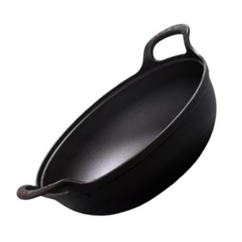 Firequasar Wok de hierro fundido con asa de bucle, woks y sartenes pre-sazonados (wok 8 pulgadas)