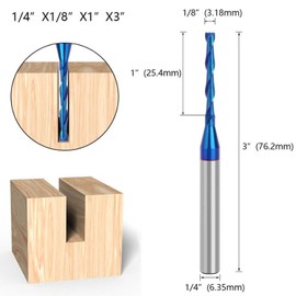 Gasea 1/4 Inch Flat Nose End Mill CNC Router Bits, 2 Flute Spiral Upcut Tungsten Carbide Nano Blue Coating Milling Cutter Tool 1/4 x 1/8 x 1 x 3