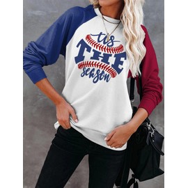 Womens Softball Baseball Printed Shirts Pullover Tops, Loose Casual Crewneck It's The Season Baseball Mom Raglan Sweatshirt for Women (Baseball-1, S)