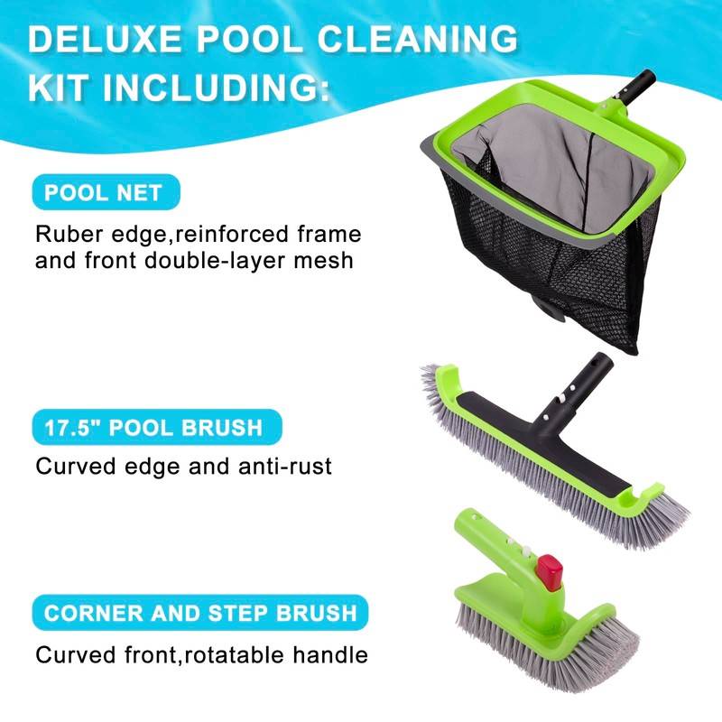Sepetrel Deluxe Swimming Pool Cleaning Kit Including Rubber Edge Skimmer