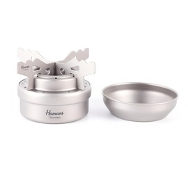 Titanium Alcohol Stove Camping Mini Titanium Stove Backpacking Stove with Cross Stand and Lid for Hiking Camping