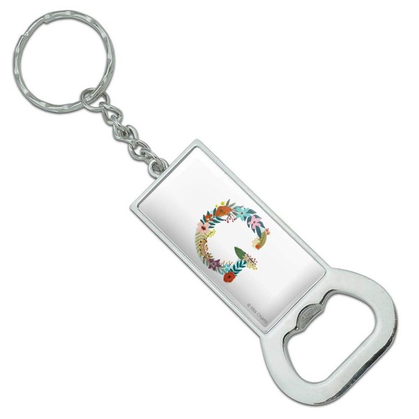 GRAPHICS & MORE Letter G Floral Monogram Initial Keychain Rectangle