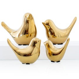 Notakia Small Animal Statues Home Decor Modern Style Birds Decorative Ornaments for Living Room, Bedroom, Office Desktop, Cabinets (Gold 4Pcs Birds)