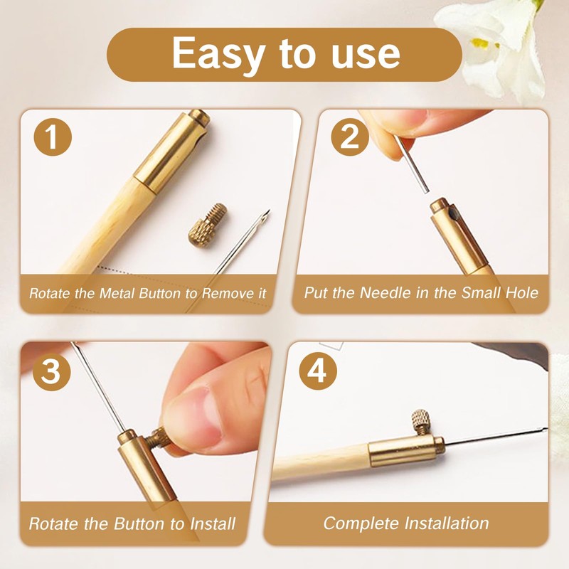 BRBASAP Tambour Embroidery Hook Needle Kit Beading Tool with 3