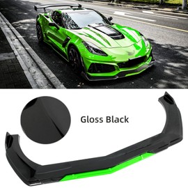Universal Front Lip for Car,Adjustable Front Bumper Lip Chin Spoiler Splitter Diffuser Protector Body Kit Compatible with Honda Nissan Toyota Hyundai Mazda and More (Glossy Black with Green)