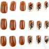 YAOBFFCAS Glitter Leaf Design Coffin Press on Nails Bling Gold
