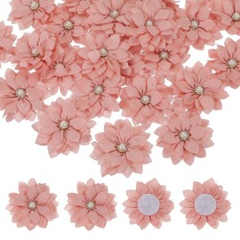 PATIKIL Fabric Flowers, 30 Pcs 2" Rhinestone Pearls Sewing Fabric Flowers for DIY Crafts Appliques Wedding Birthday Party Decoration, Pink