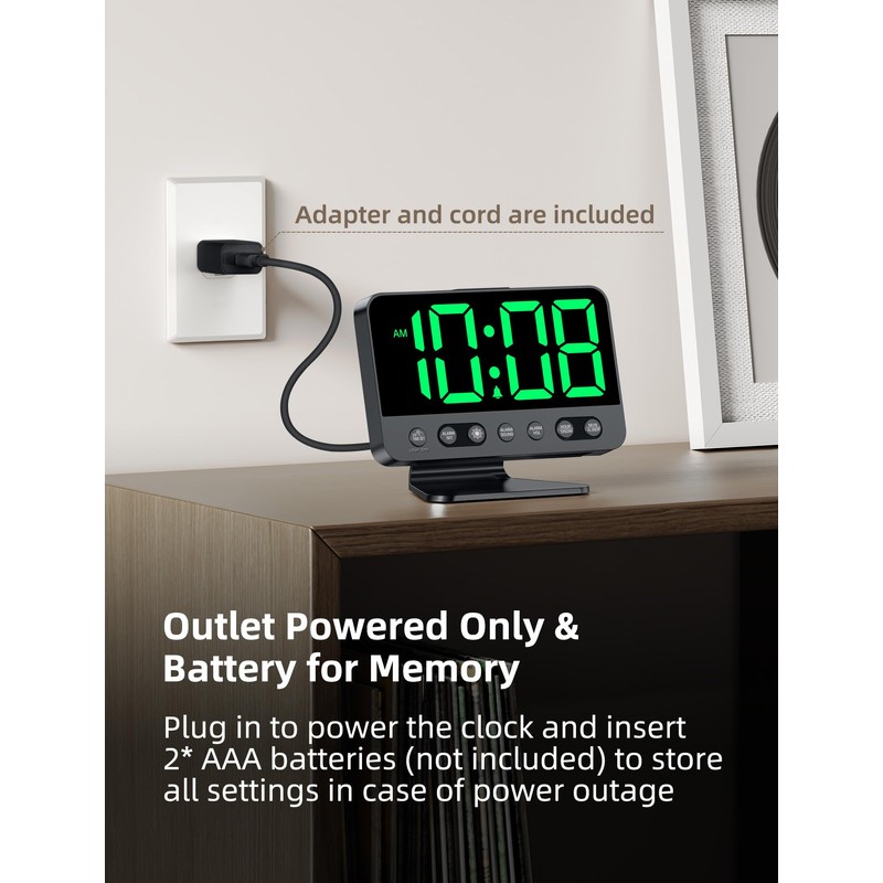 Odokee Digital Alarm Clocks for Bedrooms: Large Bold Number 5