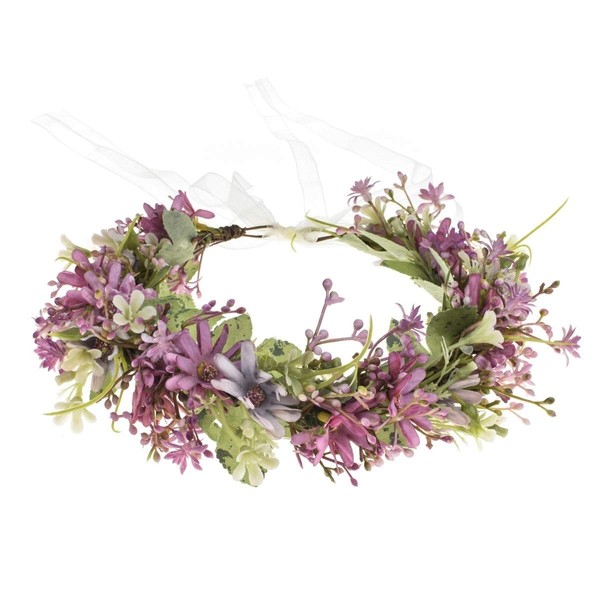 Vividsun Boho girl Flower Crown Floral Headpiece Wedding Festivals Photo Props (purple)