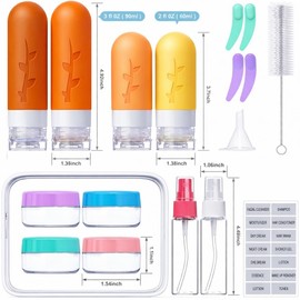 Tocelffe 18pack Travel Bottles for Toiletries,TSA Approved Silicone Travel Containers jar for Toiletries,Leak Proof Refillable Liqus Shampoo And Conditioner Essentials toiletry