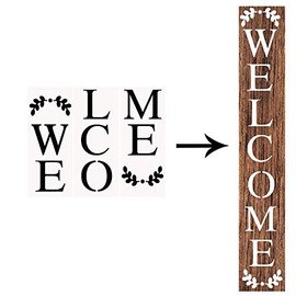 Chalk Couture Welcome Sign Stencils - 3 PCS Large Vertical Set for Porch Signs & Farmhouse Holiday Decor