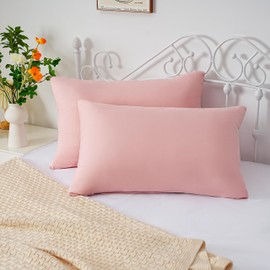 AYSW 2 x Zippered Housewife Pillowcases Brushed Microfiber Bedroom (50X75) CM Pillowcase Covers Pink