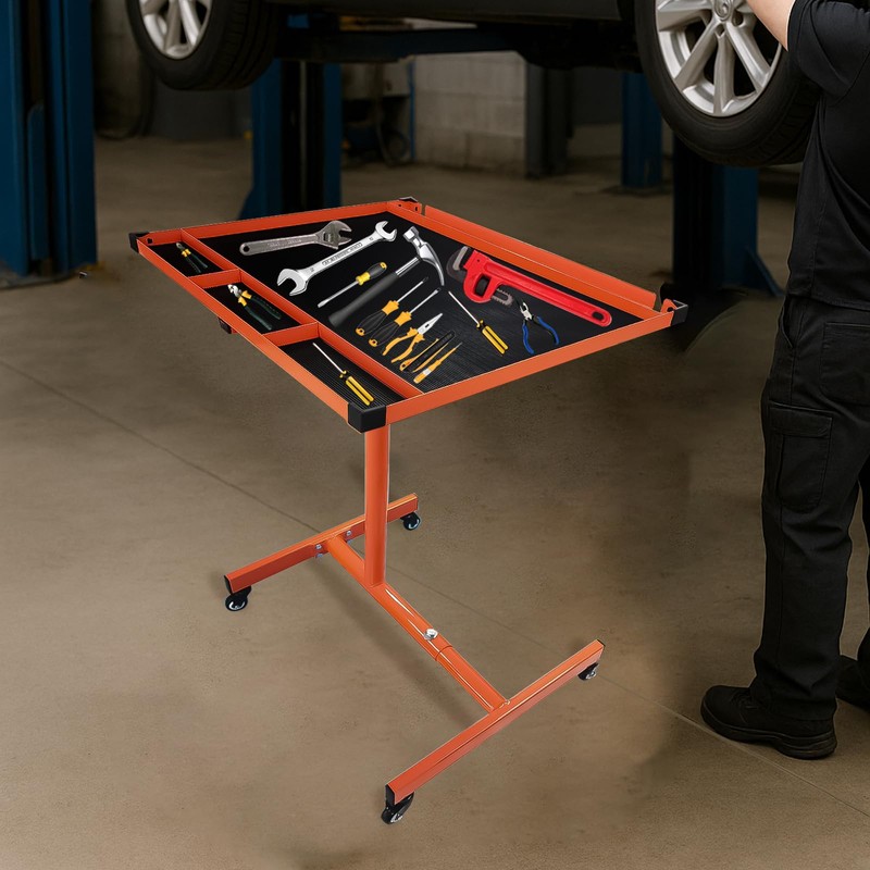 Aain A052 Mechanics Rolling Work Table, Adjustable Mobile Tray Table