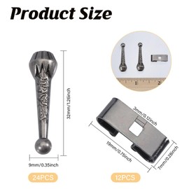 CHGCRAFT 36pcs Bolo Tie Findings Kit with 24Pcs Bolo Tie Tips Replacement End Caps and 12pcs Bolo Tie Slide Clasp Bolo Tie Supplies for Bolo Tie Making, Antique Silver