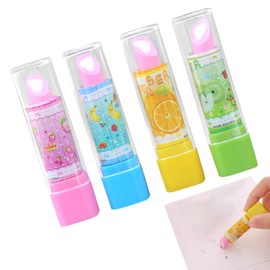 ADOFUN Eraser for Elementary Schools, Lipstick Eraser, Erases, Cute, Stationery Supplies, 4-Piece Set, Mini Eraser, Lip Shape, Cute, Pencil Eraser for Kids, Party Favors, Carrying, School, Middle School, Study, Office Supplies, Stationery