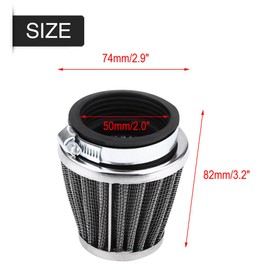 Qiilu Motorcycle Air Filter, Universal for 50 mm