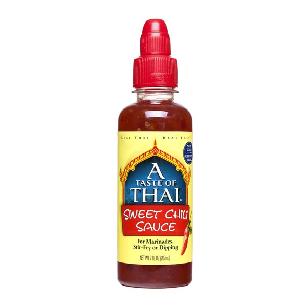 A Taste of Thai Sweet Red Chili Sauce - 7oz Bottle Pack of 6 | Great as Condiment | Use to Flavor Marinades Dips Sauces & More | Perfect for Cooking Grilling Stir-fry | No Preservatives