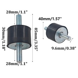 PDETVEO 4Pcs 40 x 30mm Rubber Vibration Isolator Mounts, Shock Absorber with M10 x 25mm Studs, Anti-Vibration Mounts for Air Compressors, Garage Motors, Diesel Engines