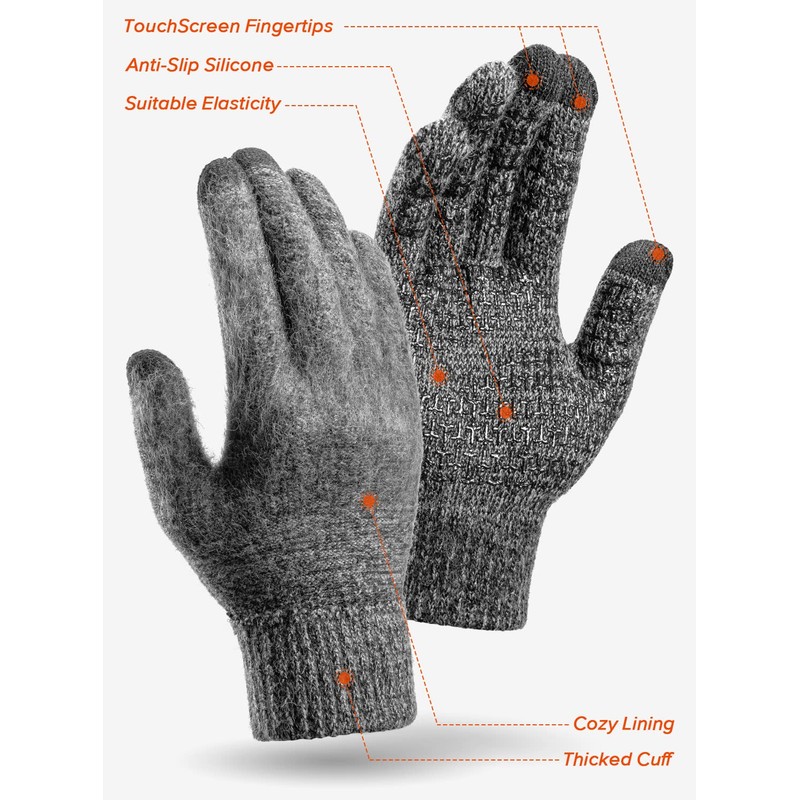 TRENDOUX Winter Women Men Gloves, Warm Touch Screen Glove -