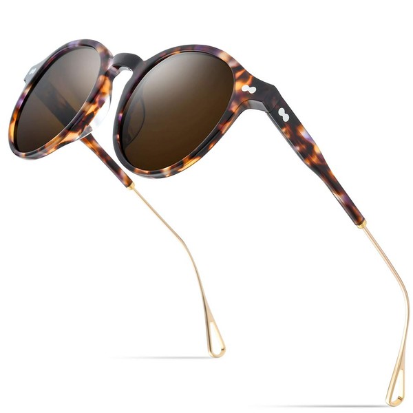 HEPIDEM Polarized Sunglasses for Men Women,Round UV400 Protection Acetate Frame