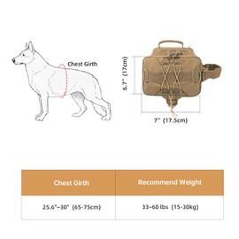 EXCELLENT ELITE SPANKER Saddle Backpack, Hiking Backpack, Training Equipment, Service Dog, 2 Side Pockets, Hound Backpack for Medium and Large Dogs