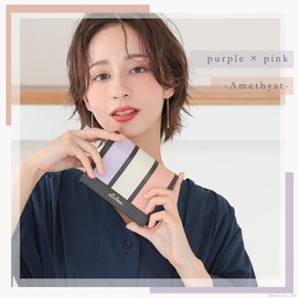 Cleria CL-10237 Women's Bifold Wallet, Large Capacity, Striped Wallet, Bellezza Series, purple (amethyst)