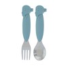 Nuby Animal Friends Silicone and Stainless Steel Fork and Spoon