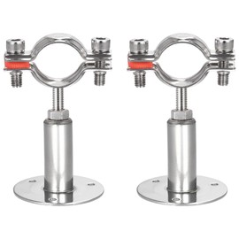 sourcing map Wall Mount Ceiling Mount Pipe Support, 304 Stainless Steel Adjustable Pipe Bracket Clamp for 32-34mm Pipe 2pcs