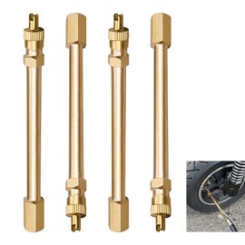 4 Stück Autoventil Verlängerung 10 cm, Ventilverlängerung aus Messing für LKW, Reifenventilverlängerung mit Rückschlagventil für Auto, Motorrad, Fahrrad, Elektroroller Ventilverlängerungen mit Gewinde