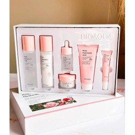Set 6 Piezas Agua de Rosas Cuidado Facial con cido Hialurnico y Extracto de Rosas, Hidratante