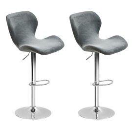Bifaunvogel 2 Pack Counter Height Bar Chairs Cover Velvet Swivel Bar Stools Slipcovers Stretchable Swivel Barstools Chair Covers with Back for Bar Home Kitchen Cafe Dark Grey
