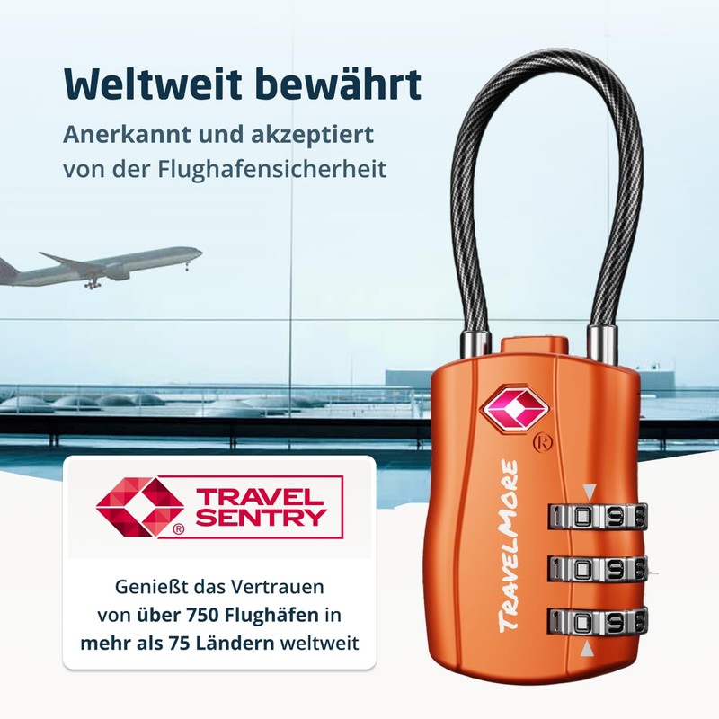 TSA Suitcase Locks | Luggage Lock with Flexible Cable |