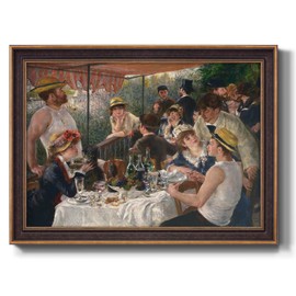Renditions Gallery Canvas Wall Art Bronze & Gold Framed Decor Lunch of the Boating Party at Balcony French Abstract Art for Bedroom Dining Living Room Office Home Kitchen Wall Decor - 29"X41"