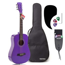 Hola! Music 3/4 Size Acoustic Guitar Bundle for Beginners, 6 String Beginner Solid Spruce Top Acoustic Guitar With Rosewood FIngerboard, 36 inch, Purple