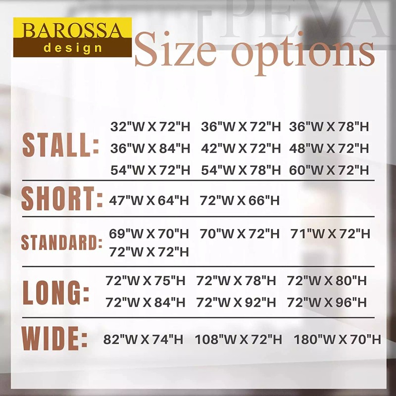 Barossa Design Small Shower Curtain Liner for Stall Size 36
