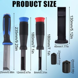 Wood Chisel Set, 0.31/0.47 Inch Corner Chisels & 0.98 Inch Flat Chisel with 3pcs Protective Covers Square Mortise Chisel with Anti-Skid Handle Woodworking Tools for Door Installation Framing