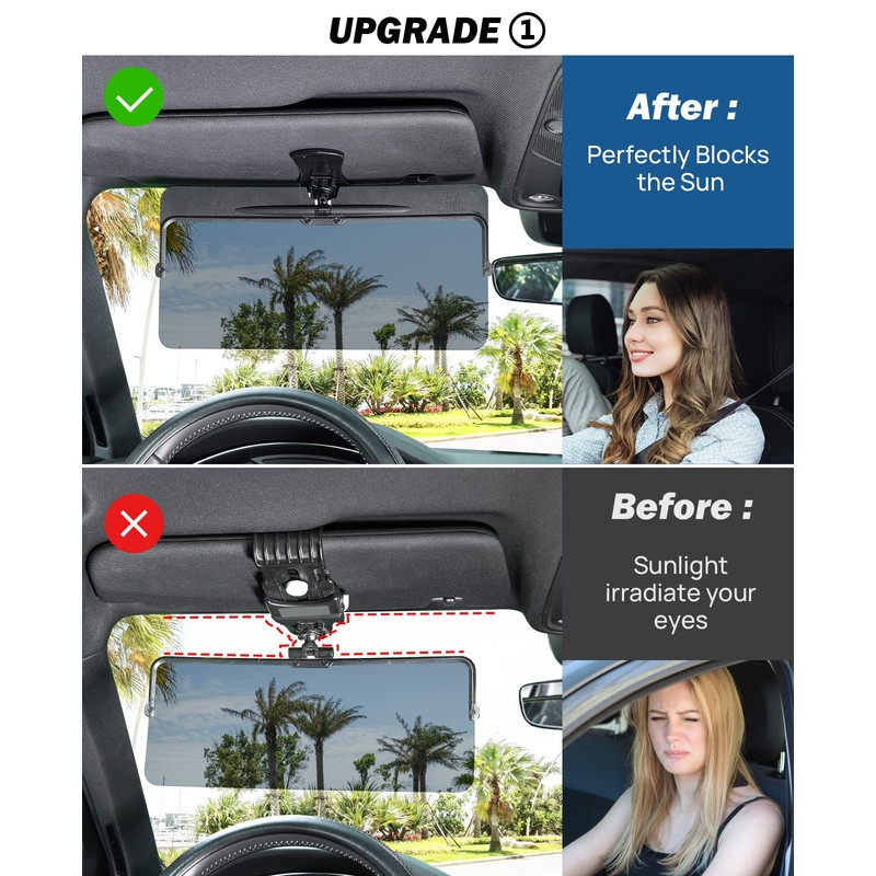 JOYTUTUS Sun Visor Extender for Car - Universal Anti-Glare Polarized
