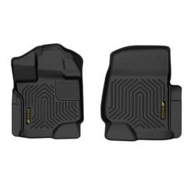 LQI Floor Mats Cargo Liners 2PCS Compatible with Ford F150 Super Crew 2015-2024 (Includes 22-24 Lightning Models) w/o Fold Flat Storage, TPE All Weather Protection Black Floor Liners