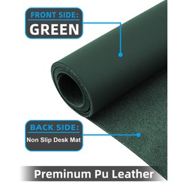 Pu Leather Desk Protector - Non-Slip Laptop Mat, Waterproof Office/Home Writing Pad (23.6x13.8", Dark Green)