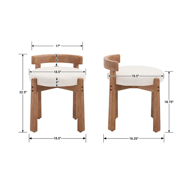 HNY Modern Linen Ottoman- Low-Back Makeup Seat & Lounge Footrest