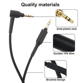 WH-1000XM2 Replacement Headphone Cable WH-1000XM3 Aux Headphone Audio Cable Cord Compatible with WH-1000XM4, WH-1000XM, MDR-1000X, WH-H900N, WH-CH700N Wireless Headphones (4.9 Ft) (Black)