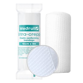 Medrull 10 cm x 4 m Gauze Bandage Set – Fixation Bandages Large – Bandage Material Ultra Crepp, Pack of 10