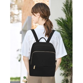 DIRRONA Women's Casual Daypack with 14 Inch Laptop Compartment Travel Waterproof Backpack School Office Business Trip Nylon Women's Backpack, black, Rucksack