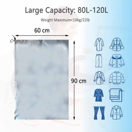 Laundry Bag Travel 60 x 90 cm, Laundry Bag Dirty Laundry Large Capacity Laundry Bag Travel with Drawstring Closure, Fabric 120 L Dirty Laundry Bag, 1 Piece, Silver