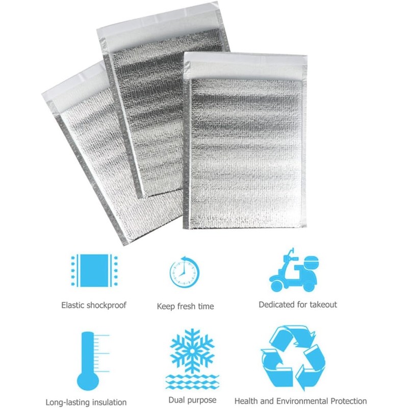 100 Piezas Bolsa Térmica de Aluminio Plata Aislamiento
