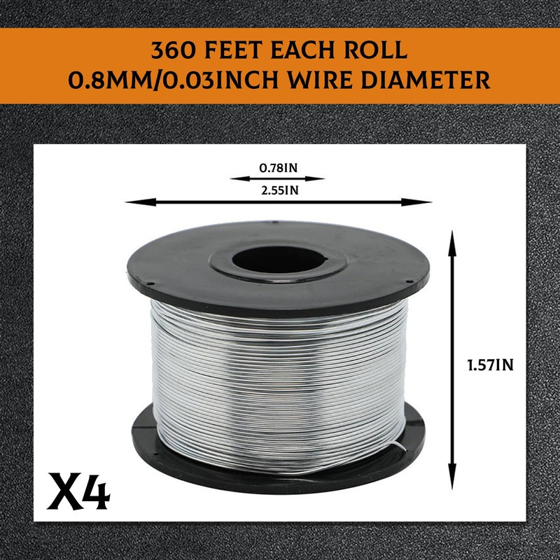4 Rolls Rebar Tie Wire Tool, 0.8 mm 360 ft