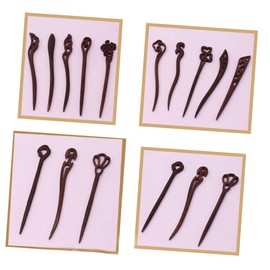 Baluue 6pcs Handmade Ebony Hair Traditional Chinese Wooden Hair Accessories for Women and Girls Carved Chopsticks for Elegant Hairstyles Random Style